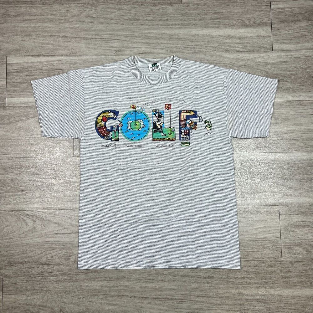 Vintage Mens Shirt Large Gray Golf 90s Single Stitch Comedy Parody Funny